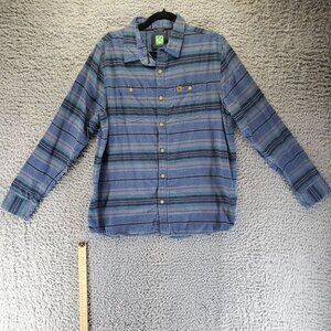 Hippytree Shirt Mens Size Large Blue Striped Flannel Long Sleeve Button-Up
